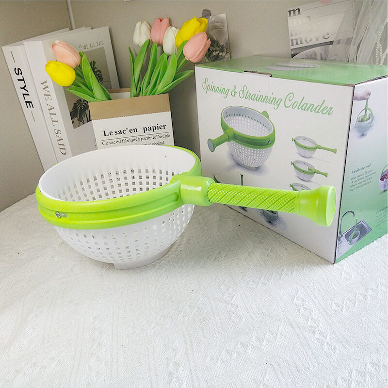 🥗Rotating Drain Basket Salad Tools Household Vegetable And Fruit Salad Rotating Wash Dehydrating Drain Basket Kitchen Tools