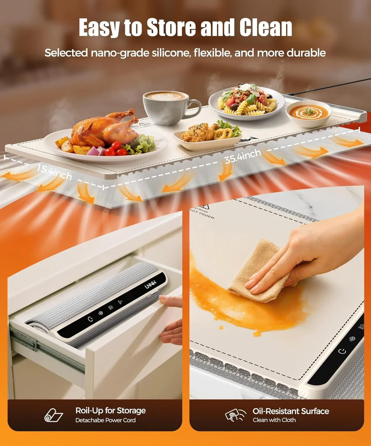 🔥Electric Food Warming Mat – Fast Heating, Portable, with Timer – Perfect for Home & Parties