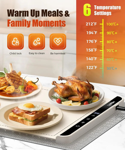 🔥Electric Food Warming Mat – Fast Heating, Portable, with Timer – Perfect for Home & Parties