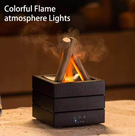 🔥280ml Flame Aroma Diffuser USB Air Humidifier Colorful Atmosphere Light and Remote Control Bonfire Essential Oil Aroma Diffuser