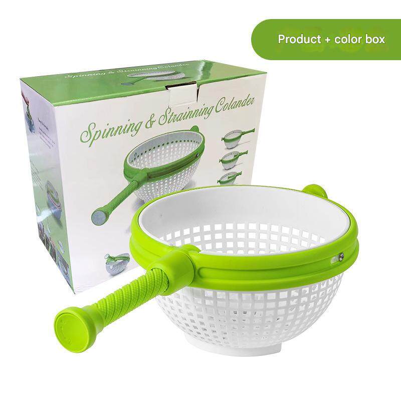 🥗Rotating Drain Basket Salad Tools Household Vegetable And Fruit Salad Rotating Wash Dehydrating Drain Basket Kitchen Tools