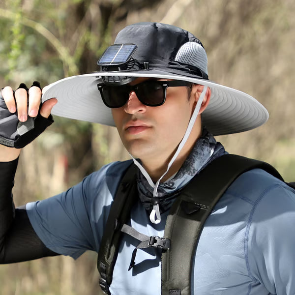 🔥Wide Brim Solar Fan Outdoor Fishing Hat-Solar & USB Charging
