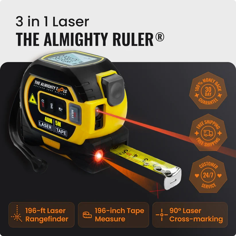 🛠️3 in 1 Laser Tape Measure 📏